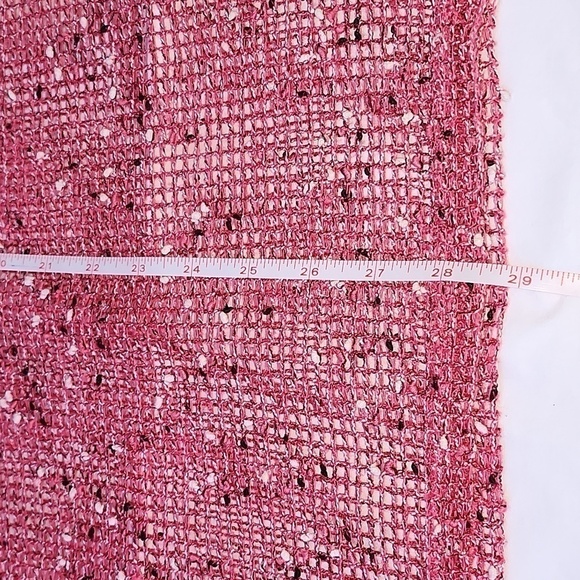 Frazzle Pink Tweed Scoop Neck Adjustable Sleeves Roll Tab Sz. L Top - Picture 6 of 6